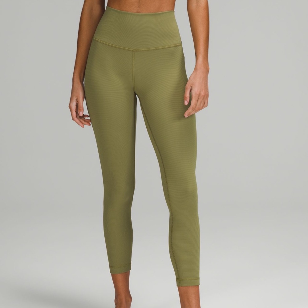 Wunder Under High-Rise Tight 25" Ribbed Fabric in Bronze Green